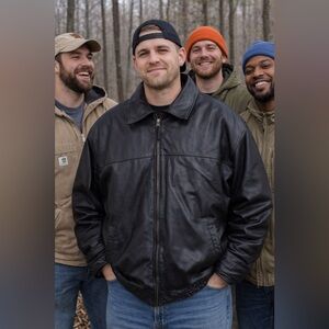 Joseph & Feiss Sz XXL Black Lambskin Leather Bomber Jacket Soft Coat